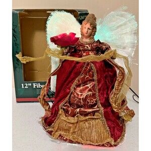 Vtg. 12" Fiber Optic Angel Tree Topper/ Table Top Deco Professional Series Plus